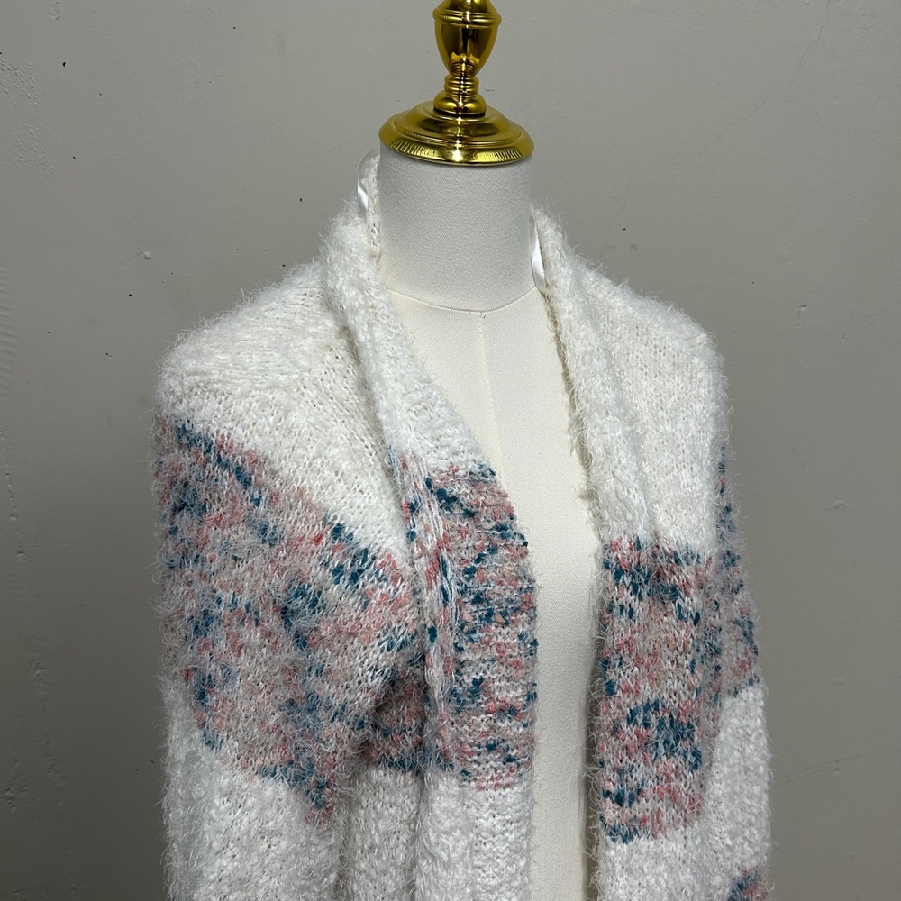 Lane Bryant White and Pink Knit Poncho
